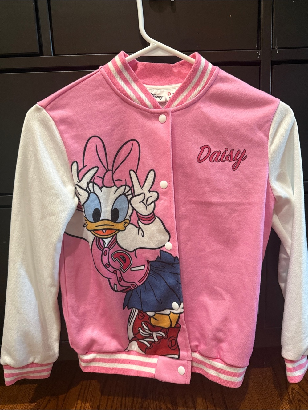 Disney Pink and White Daisy Duck Letterman Jacket